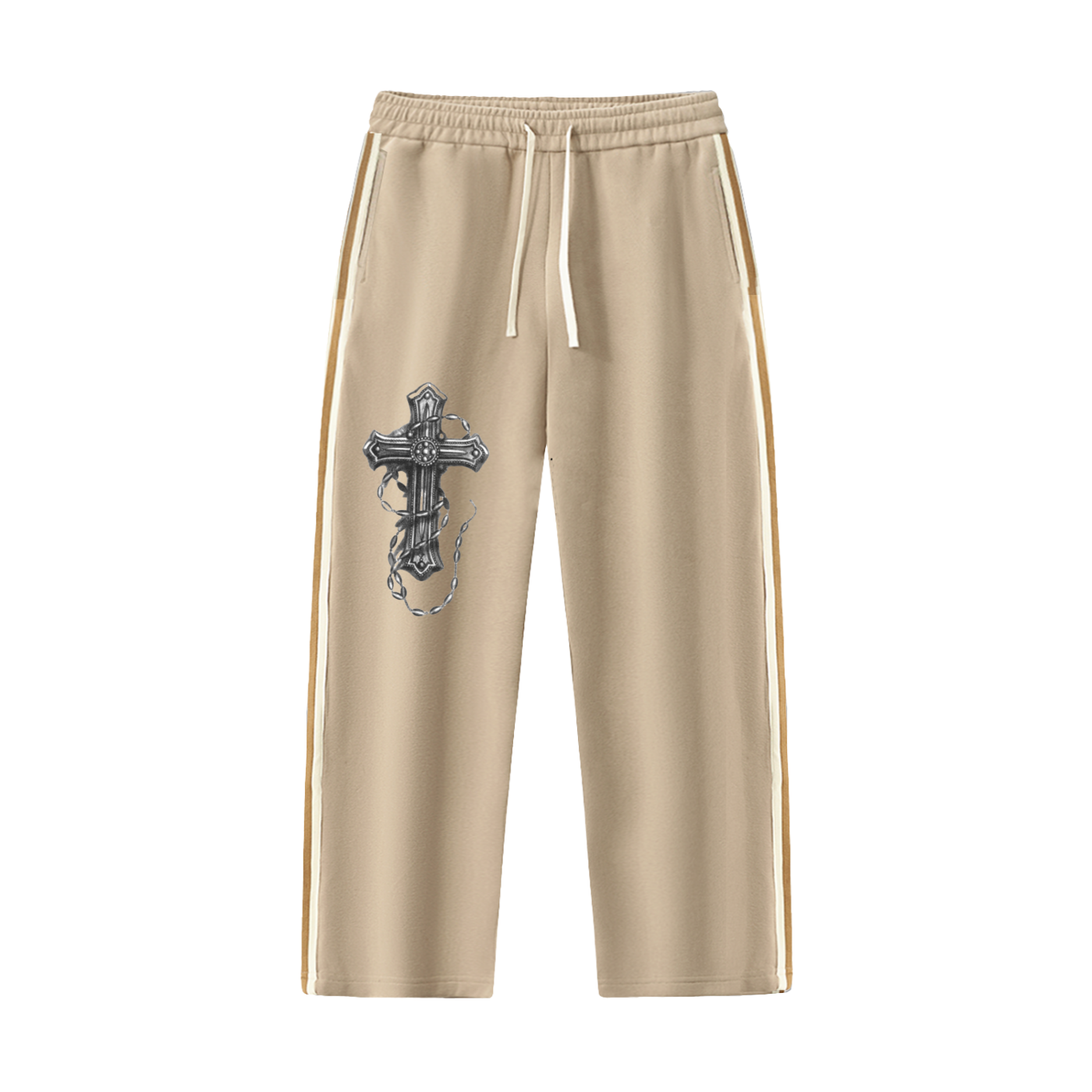 Contrast Side-Stripe Straight-Leg Pants