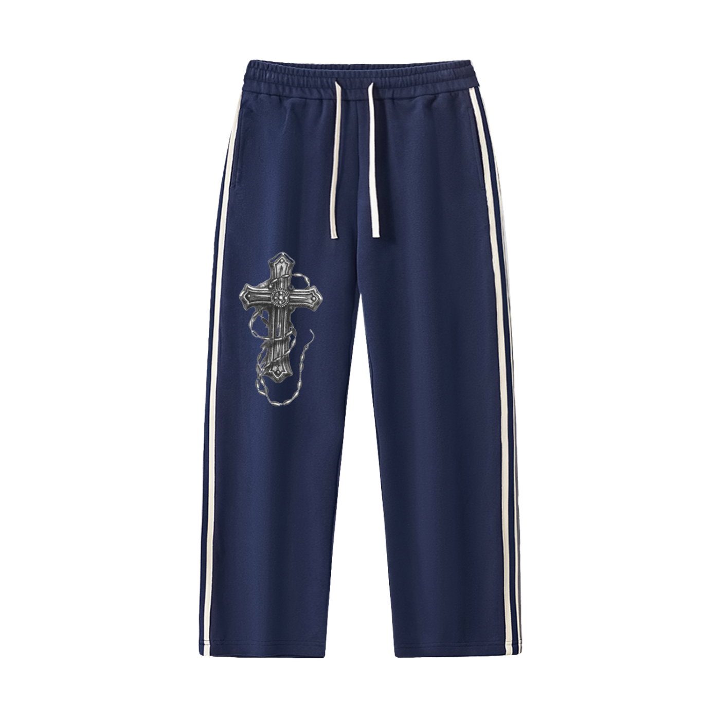 Contrast Side-Stripe Straight-Leg Pants